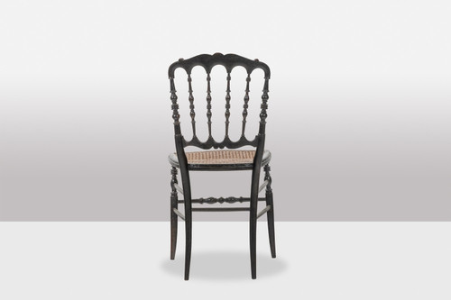 Rohrgeflechtstuhl aus gedrechseltem und geschwärztem Holz. Napoleon III.