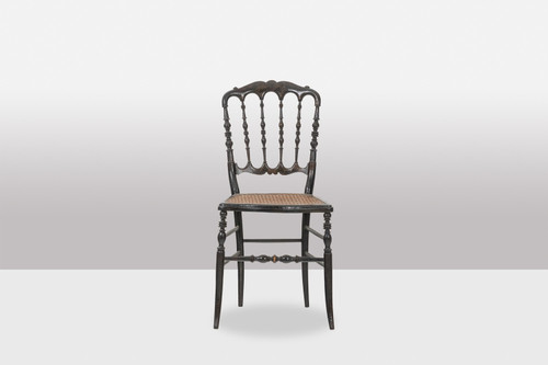 Rohrgeflechtstuhl aus gedrechseltem und geschwärztem Holz. Napoleon III.
