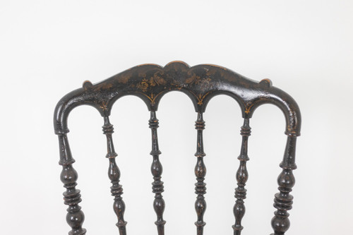 Rohrgeflechtstuhl aus gedrechseltem und geschwärztem Holz. Napoleon III.