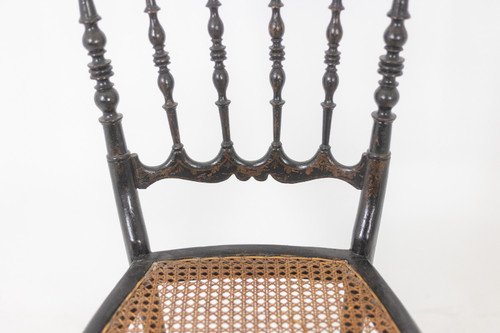 Rohrgeflechtstuhl aus gedrechseltem und geschwärztem Holz. Napoleon III.
