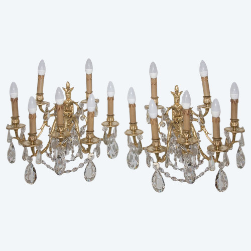 Pair Of Gilt Bronze Sconces Napoleon III Period