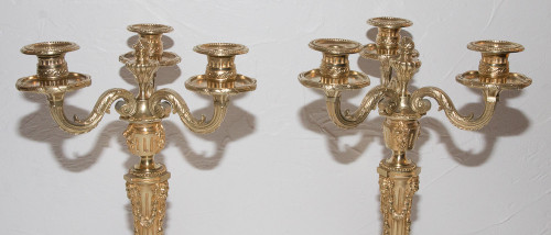 Paire De Chandeliers En Bronze Doré Henri Picard