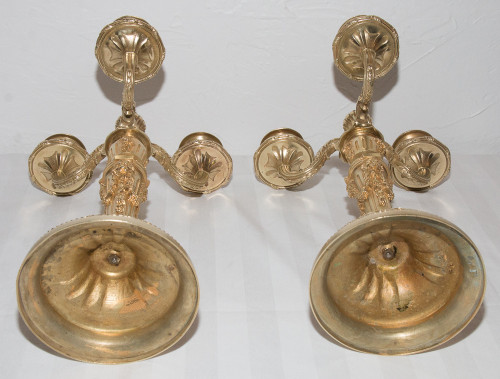 Paire De Chandeliers En Bronze Doré Henri Picard