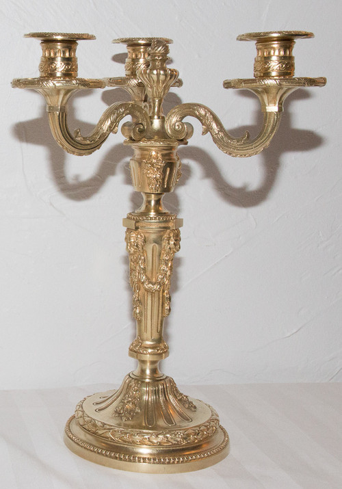 Paire De Chandeliers En Bronze Doré Henri Picard