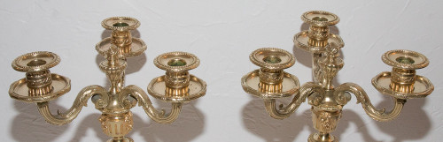 Paire De Chandeliers En Bronze Doré Henri Picard