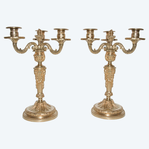 Pair Of Henri Picard Gilt Bronze Candlesticks