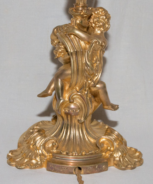 Lampe De Salon En Bronze Doré Maurice Thibault  Paris 