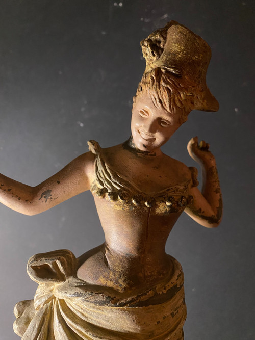 Soggetto "La Bagnante" in ghisa dipinta epoca 1900 firmato Van Der Straten Parigi 87