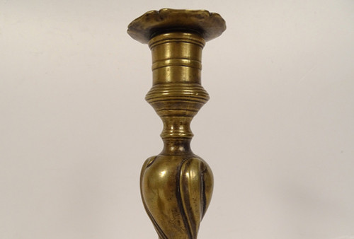 Coppia di Candelieri Stemma Luigi XV Stemma in Bronzo Flambeaux XVIII Secolo