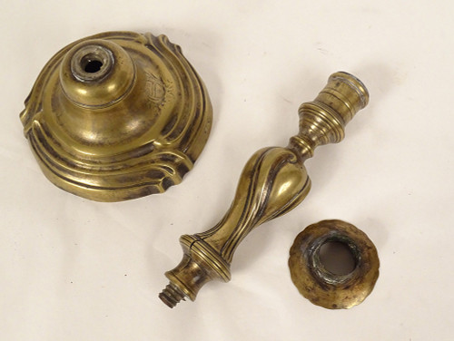Coppia di Candelieri Stemma Luigi XV Stemma in Bronzo Flambeaux XVIII Secolo