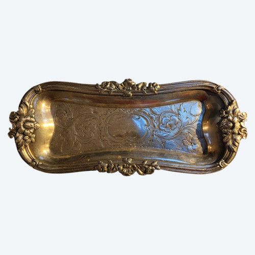 19th century solid silver business card tray