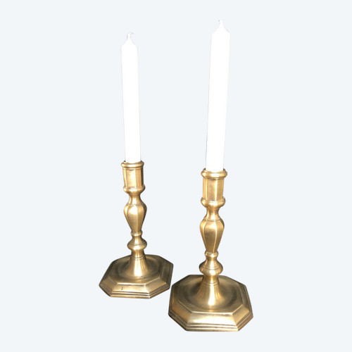 Pair of 18th century bronze candlesticks