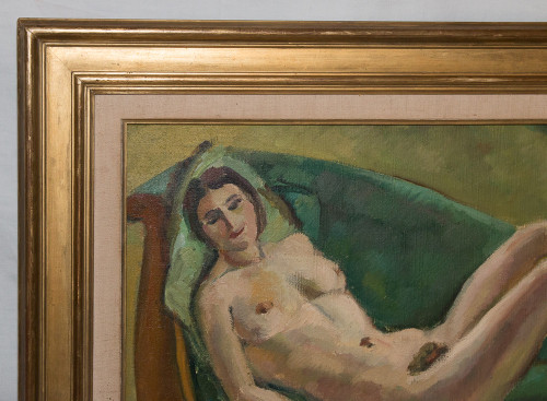   „Nackte Frau auf der Chaiselongue“ – Jules CAVAILLES datiert 1923