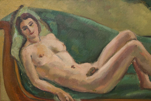   „Nackte Frau auf der Chaiselongue“ – Jules CAVAILLES datiert 1923