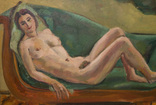   „Nackte Frau auf der Chaiselongue“ – Jules CAVAILLES datiert 1923