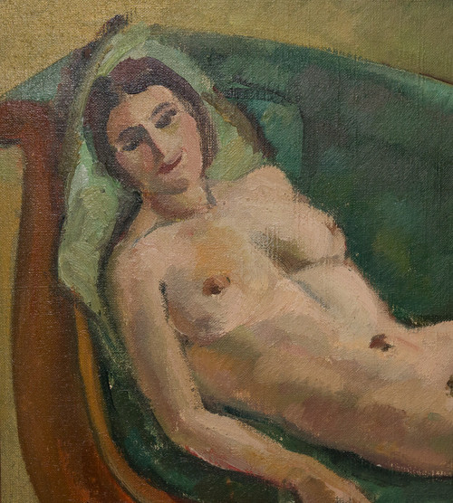   „Nackte Frau auf der Chaiselongue“ – Jules CAVAILLES datiert 1923