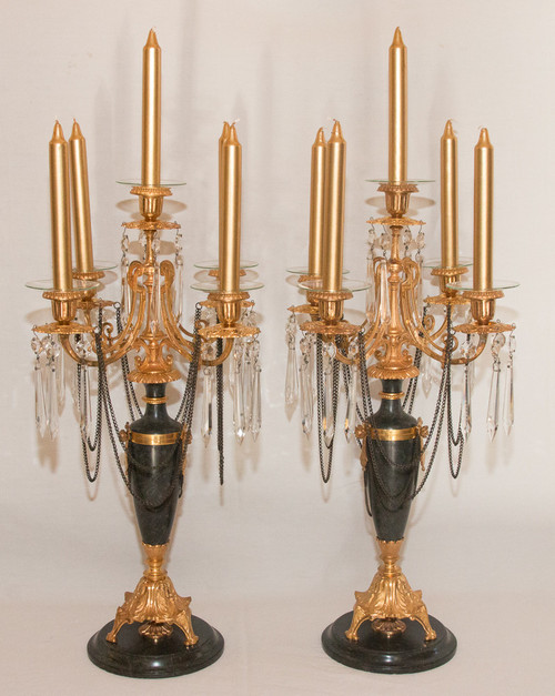 Coppia Di Candelabri Stile Direttorio, Periodo XIX Secolo