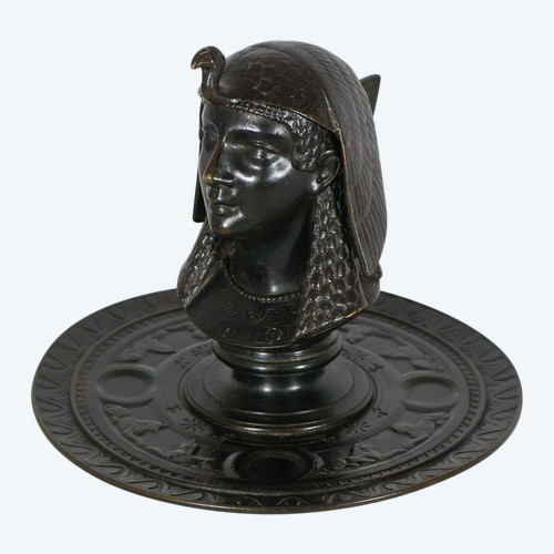 Egyptomania bronze inkwell late 19th century