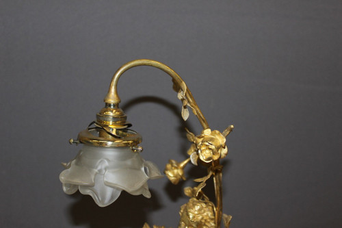 Lampe à l'Angelot En Bronze Doré Vers 1900