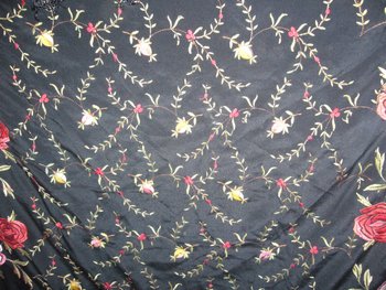Square embroidered shawl with fringes circa 1920