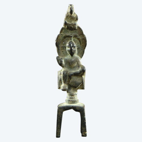 Chine , Dynastie Wei Du Nord (386-534), Rare Petit Autel En Bronze De Kwan Yin Repos Royal. 