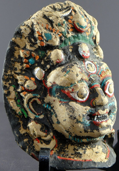 Népal, Fin Du XIXème-début Du XXème Siècle, Masque De Bhairava En Papier Mâché Peint.