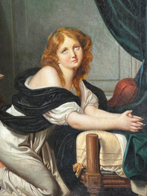 Ecole Française Du XIXe Siècle - d'Après Jean Baptiste Greuze - La Prière Du Matin