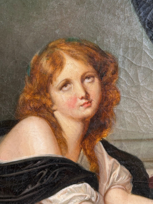 Ecole Française Du XIXe Siècle - d'Après Jean Baptiste Greuze - La Prière Du Matin