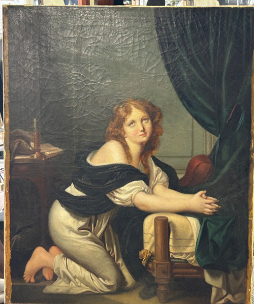 Ecole Française Du XIXe Siècle - d'Après Jean Baptiste Greuze - La Prière Du Matin