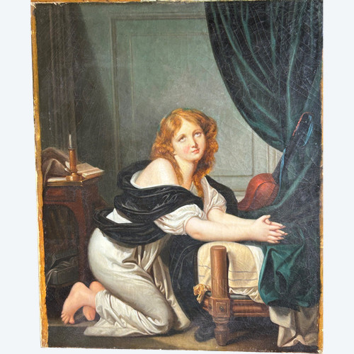 Ecole Française Du XIXe Siècle - d'Après Jean Baptiste Greuze - La Prière Du Matin