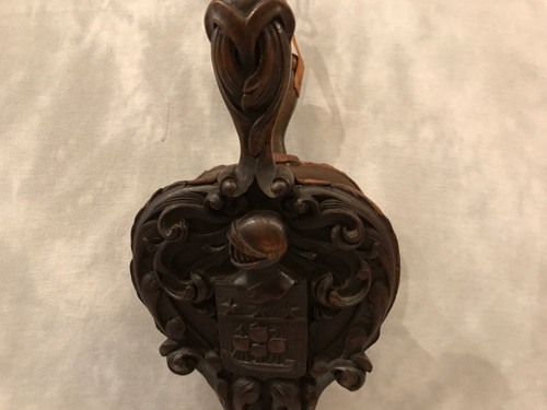 Soufflet de cheminée ancien en bois sculpté d'époque 19 ème 