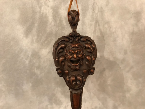 Soufflet de cheminée ancien en bois sculpté d'époque 19 ème 