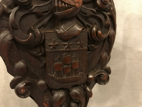 Soufflet de cheminée ancien en bois sculpté d'époque 19 ème 