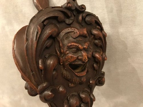 Soufflet de cheminée ancien en bois sculpté d'époque 19 ème 