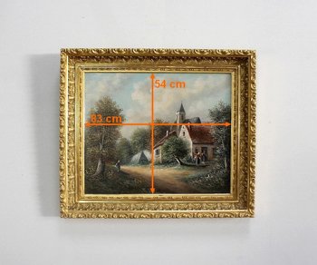  Tableau 'Village de campagne' signé Vallet - XIXe 
