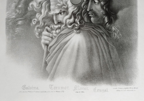 Mythology Lithograph After Girodet -trioson 19th C Old Print