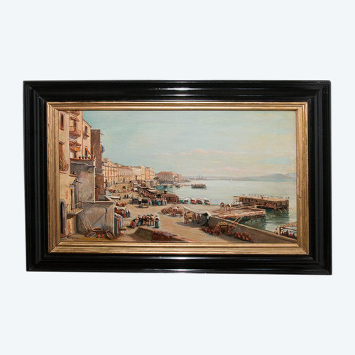 Naples Borgo Santa Lucia  Giacinto Gigante 1806-1876