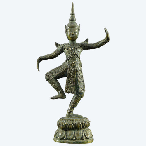 Thailandia, inizi del XX secolo, statuetta in bronzo di danzatrice tradizionale.