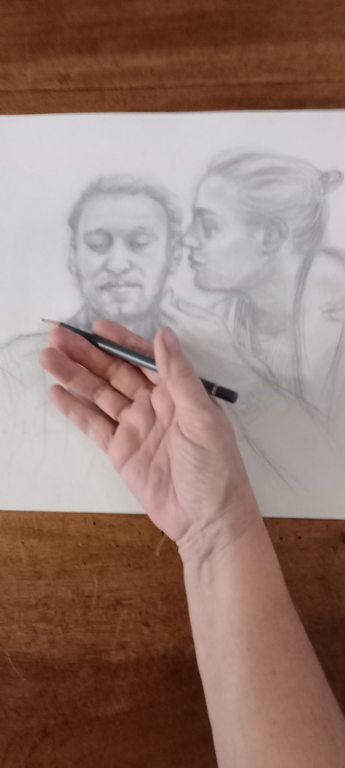 Portrait of Alexei Navalny and his wife Yulia Navalnaya