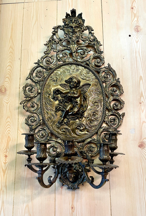 Pair of Louis XIV Style Candlestick Sconces, 19th Century