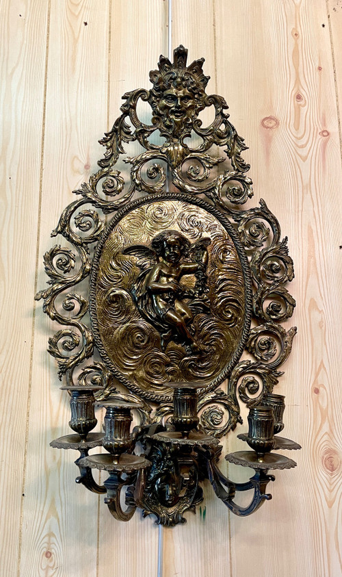 Pair of Louis XIV Style Candlestick Sconces, 19th Century