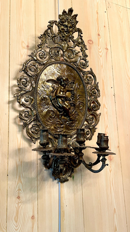 Pair of Louis XIV Style Candlestick Sconces, 19th Century