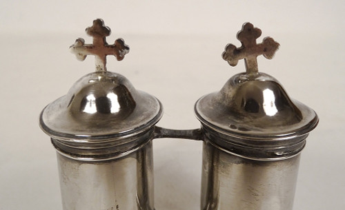Paire Ampoules à Huile Sainte Argent Massif Fermiers Généraux XVIIIème