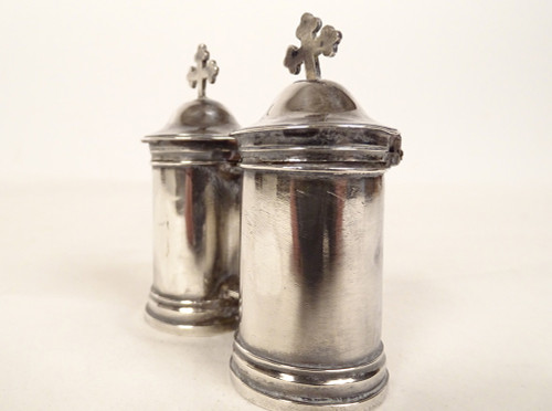 Paire Ampoules à Huile Sainte Argent Massif Fermiers Généraux XVIIIème