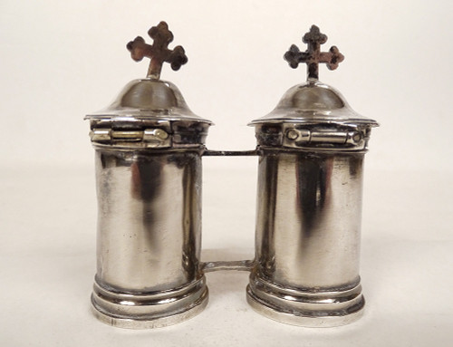 Paire Ampoules à Huile Sainte Argent Massif Fermiers Généraux XVIIIème