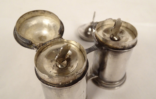 Paire Ampoules à Huile Sainte Argent Massif Fermiers Généraux XVIIIème