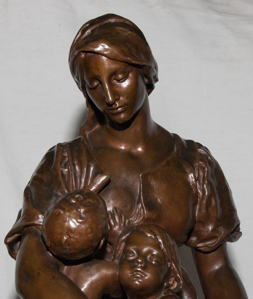 Bronzo "Maternità" firmato Paul Dubois 1829-1905