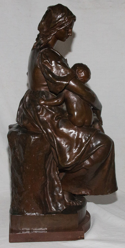 Bronzo "Maternità" firmato Paul Dubois 1829-1905