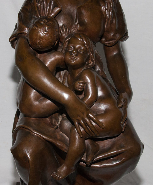 Bronzo "Maternità" firmato Paul Dubois 1829-1905