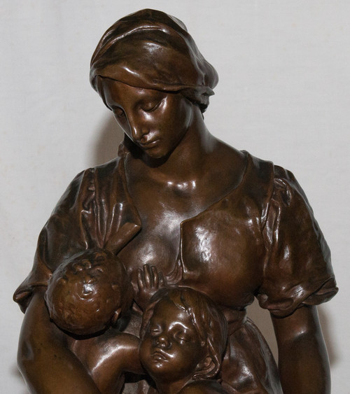 Bronzo "Maternità" firmato Paul Dubois 1829-1905